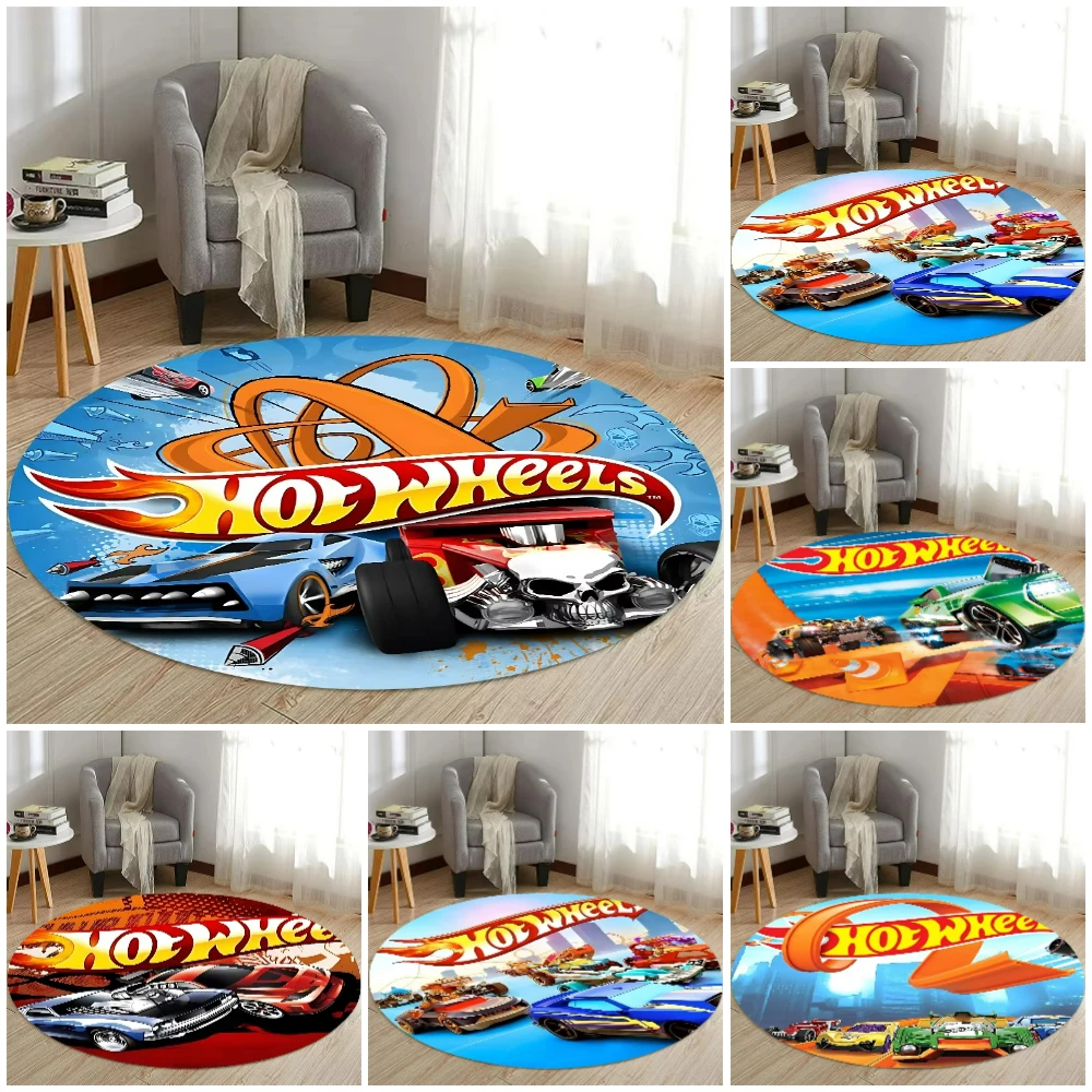 Lighting Mcqueen Bedroom Decor - Hot Wheels Cars HD Printed Round
