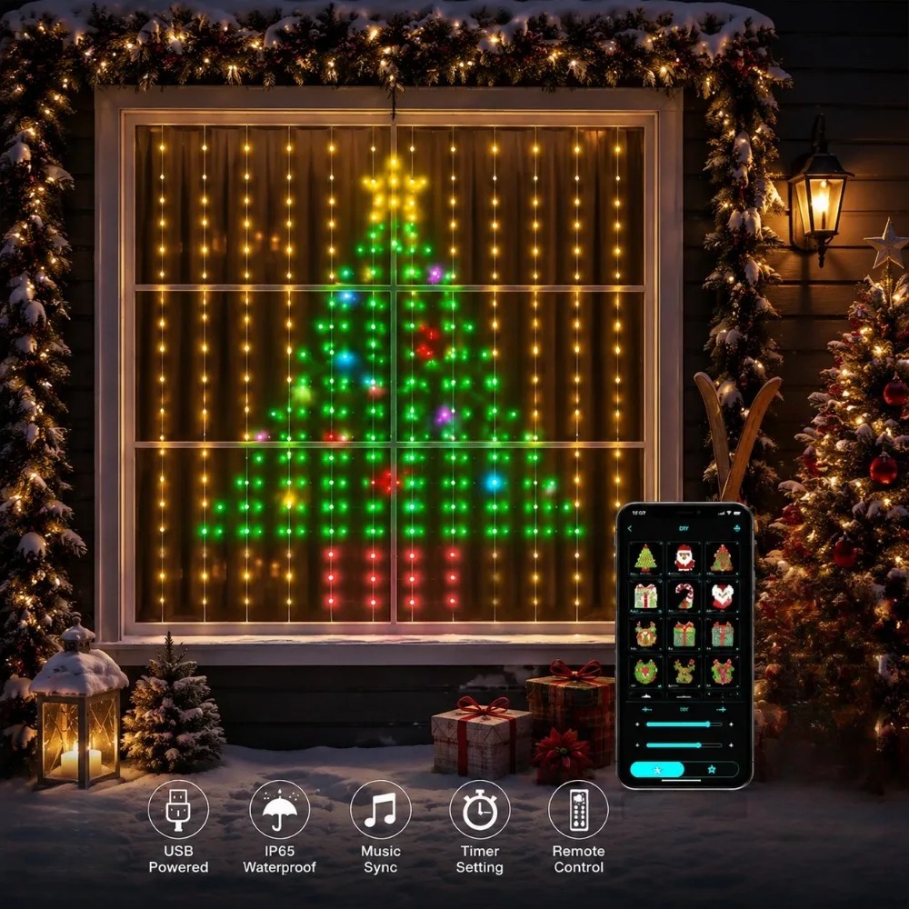 LED Pixel Curtain Lights Bluet - Lighting Christmas Decor recension och pris