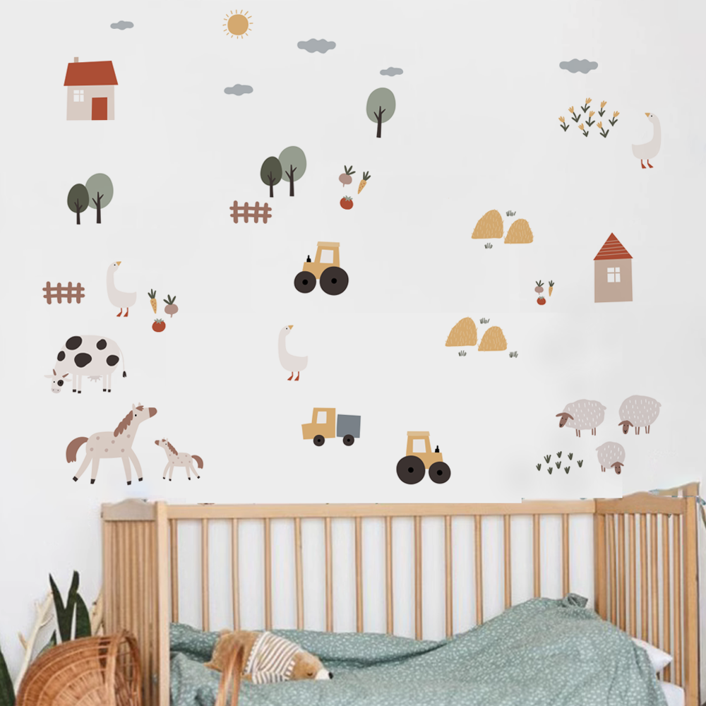 Boho Cartoon Cute Cows Farm An - Lighting Mcqueen Bedroom Decor recension och pris