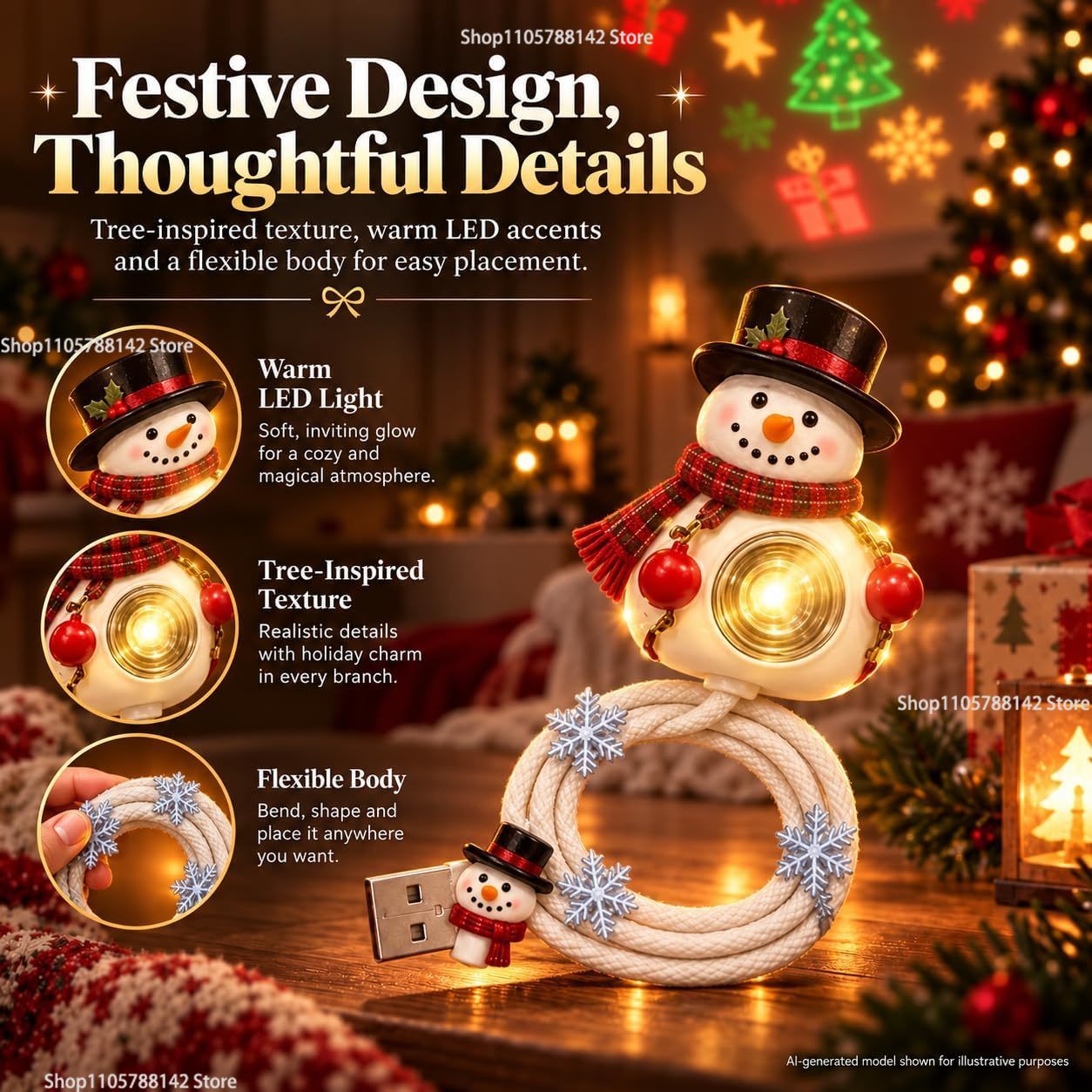 Christmas Snowman USB Christma - Lighting Christmas Decor recension och pris